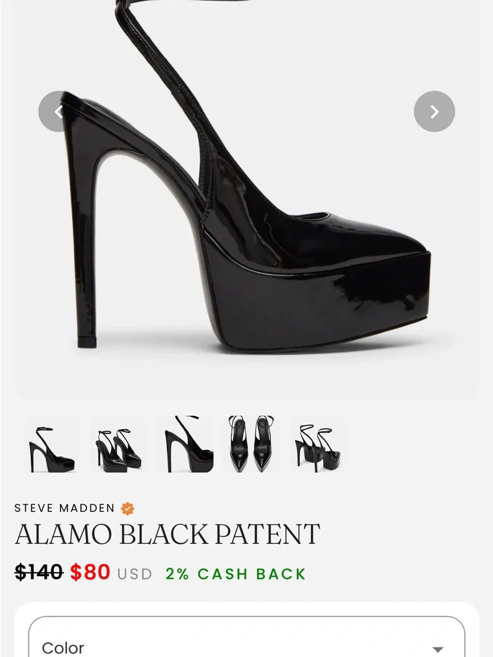 Steve Madden Alamo Black Patent Platform Pointed-Toe Ankle-Strap Pumps-7.5